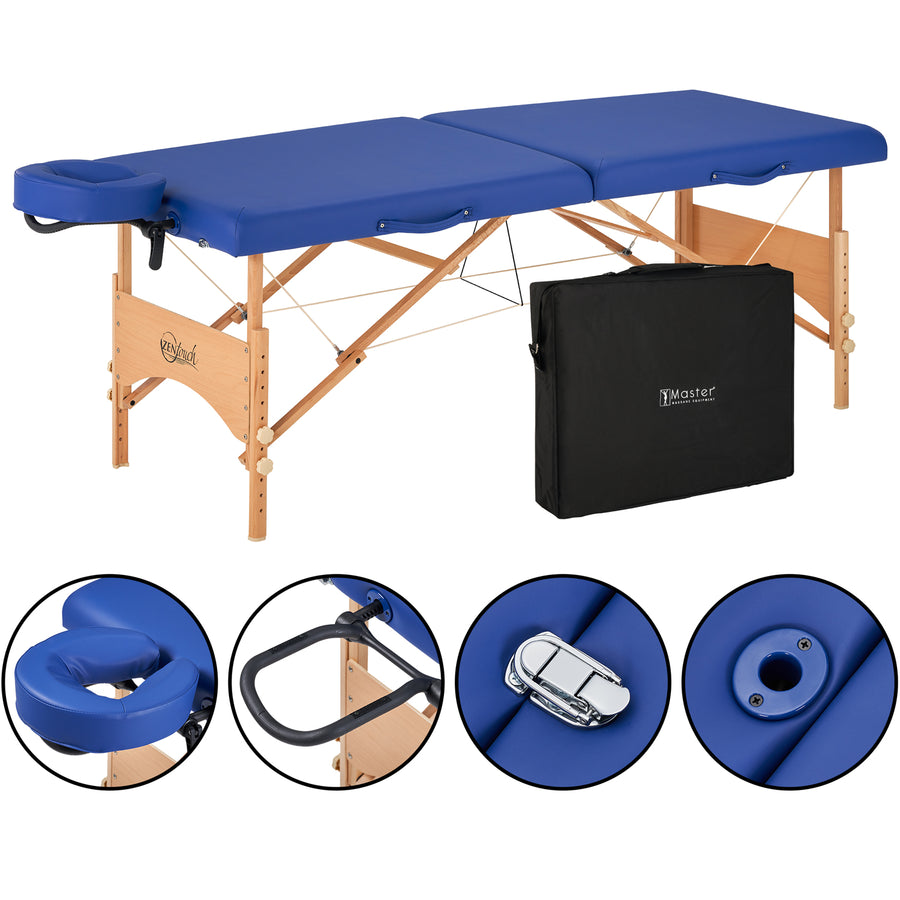 Master Massage 69cm Brady™ Mobile Massageliege mit Klappbares Holzgestell-Himmelblau