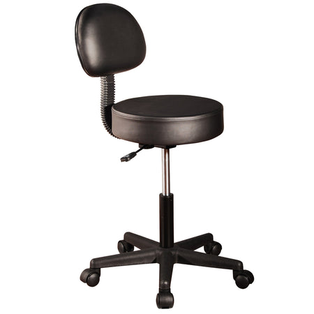 Master Massage Backrest Rückenlehne Rolling Round Hocker mit Rückenlehne drehbar rollend höhenverstellbar, Schwarz