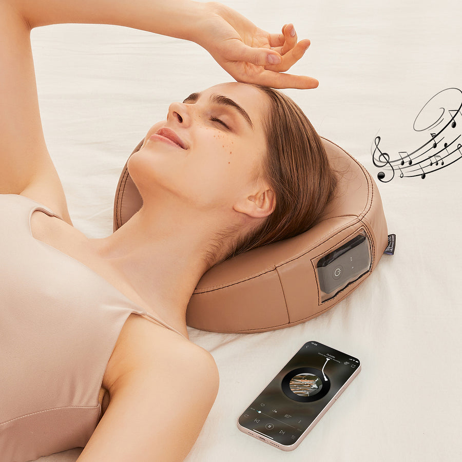 Master Massage Ultra Plush MusicMaster Gesichtskissen Nasenhorn Kopfkissen mit Memory Schaum und Hi-Fi Lautsprecher Bluetooth AUX für Massageliege Massagebank Schwarz