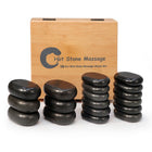Master Massage 18St Hot Stone Set Massagesteine Basaltstein mit Eleganter Bambuskiste