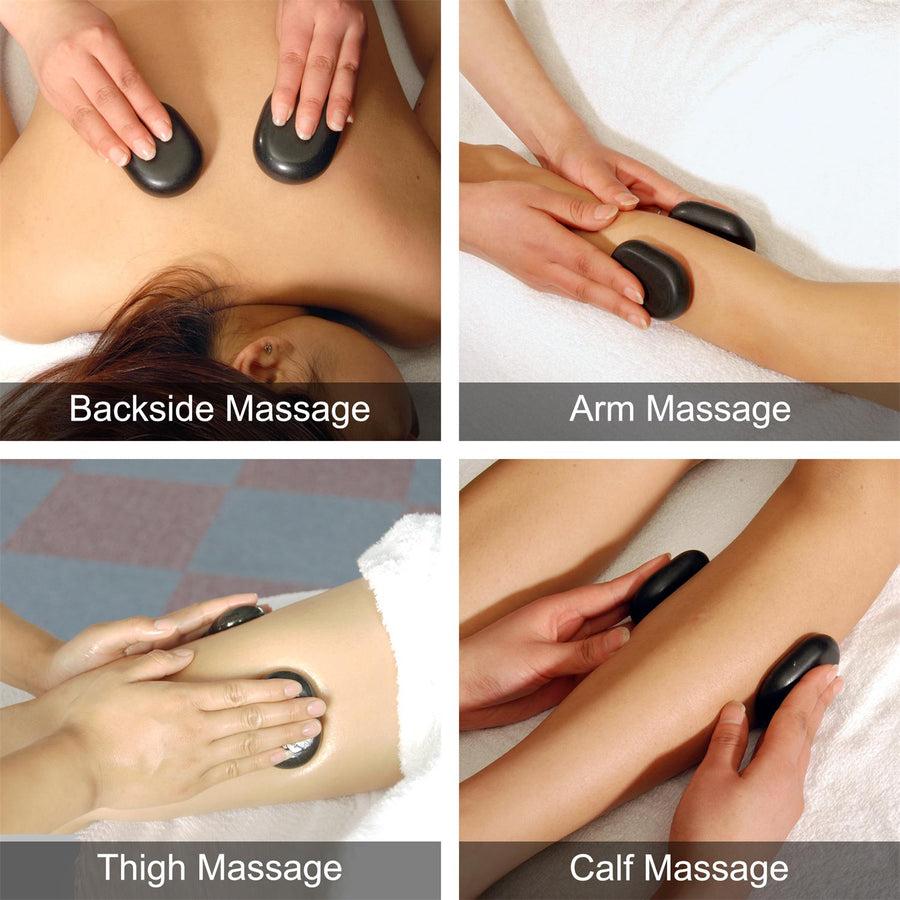 Master Massage 28 St Hot Stone Set Massagesteine 100% Basaltstein mit Eleganter Bambuskiste