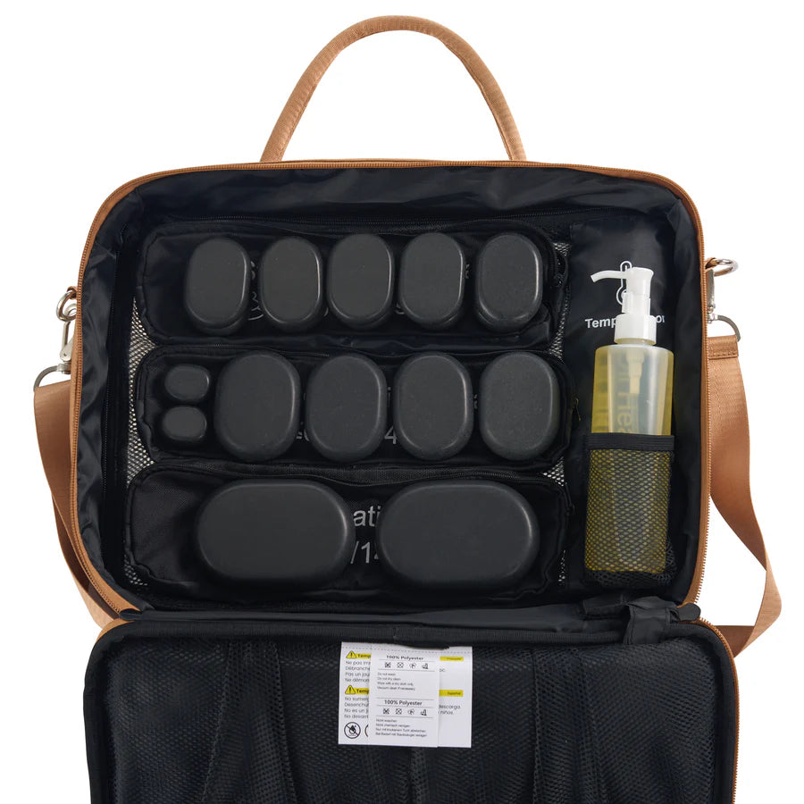 Master Massage Wärmetasche für Hot-Stone-Massagen mit einstellbarer Temperaturregelung – tragbarer Wärmer für Massagesteine und Handtücher, Braun.