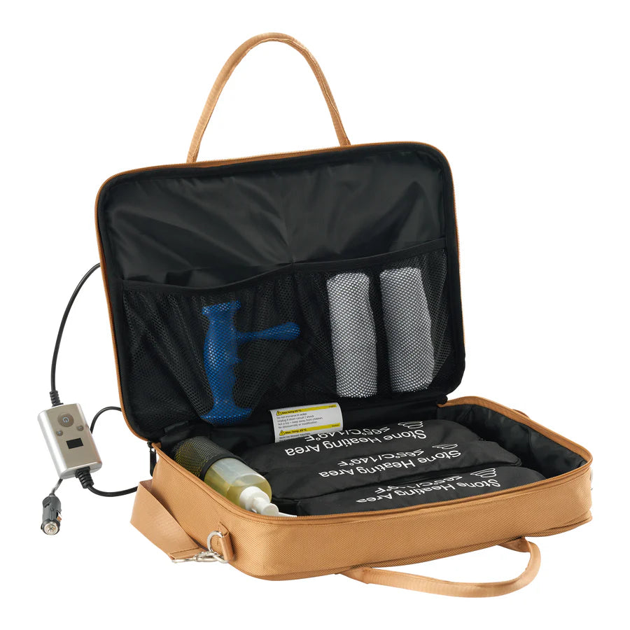 Master Massage Wärmetasche für Hot-Stone-Massagen mit einstellbarer Temperaturregelung – tragbarer Wärmer für Massagesteine und Handtücher, Braun.