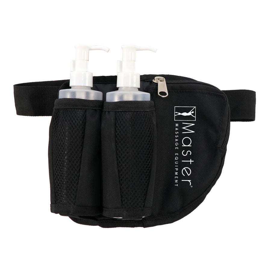 Master Massage Öl-Flaschenhalter Öl-Holster Doppelflasche Hüfttasche inkl. 2 x Spender Flasche, ca. 250ml