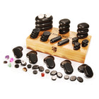 Master Massage 40 St Hot Stone Set Massagesteine Basaltstein mit Eleganter Bambuskiste