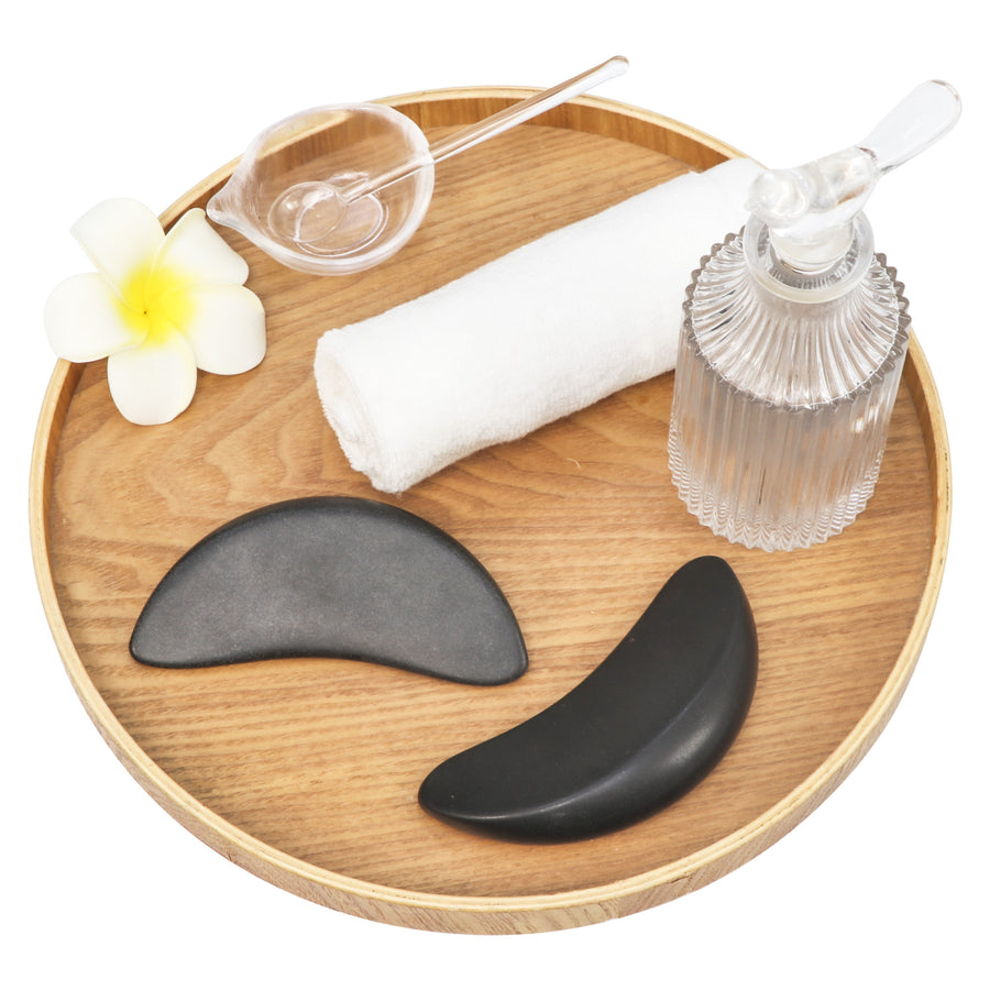 Master Massage Halbmondförmiger Basalt Stein für Hot Stone Massagen 2er Pack