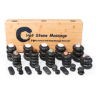 Master Massage 70 St Hot Stone Luxus Set Massagesteine Basalt mit 7 Chakra in Eleganter Bambuskiste