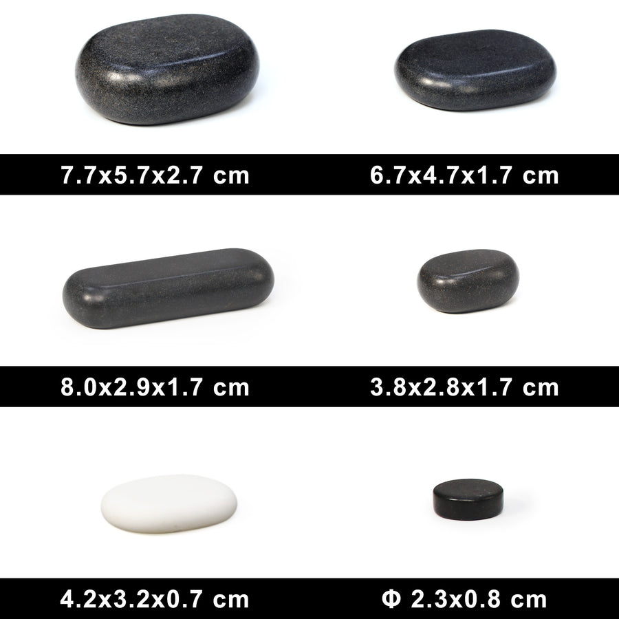 Master Massage 40 St Hot Stone Set Massagesteine Basaltstein mit Eleganter Bambuskiste