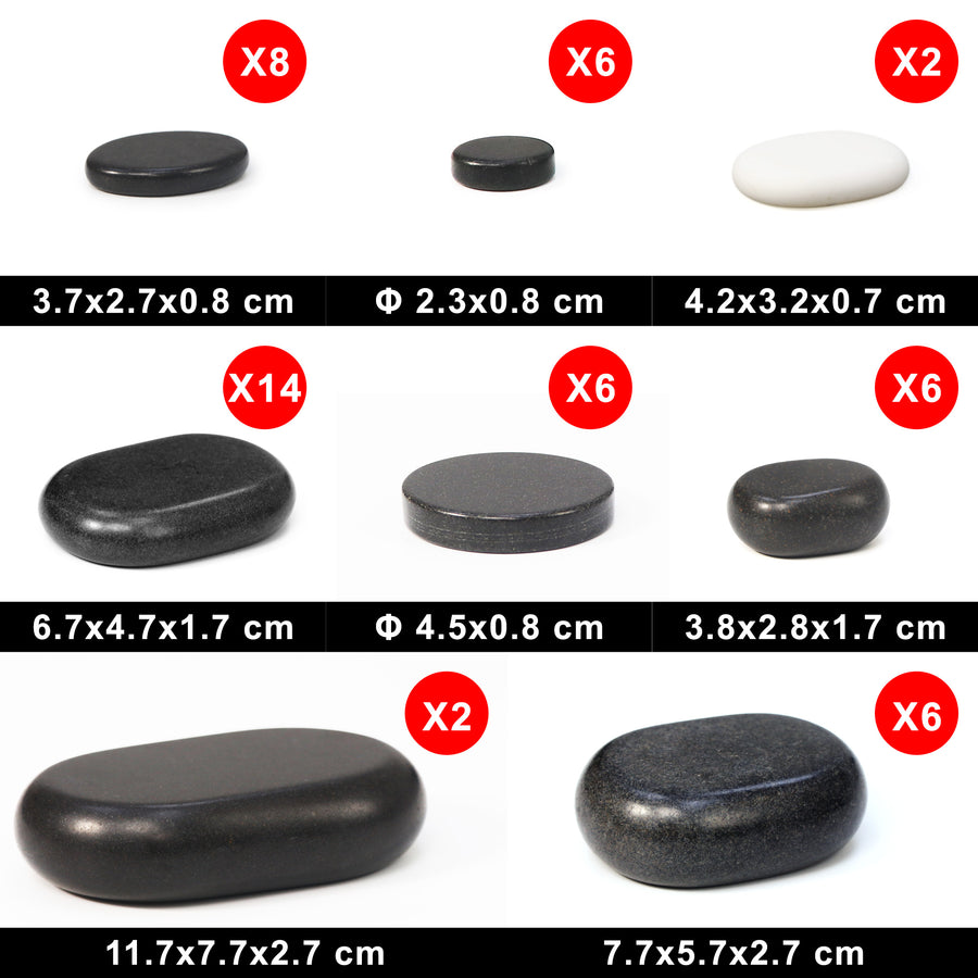 Master Massage 50 St Hot Stone Luxus Set Massagesteine Basaltstein mit Eleganter Bambuskiste