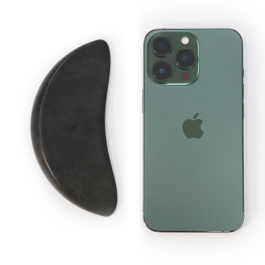 Master Massage Halbmondförmiger Basalt Stein für Hot Stone Massagen 2er Pack