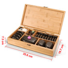Master Massage 60 St Hot Stone Luxus Set Massagesteine Basalt mit 7 Chakra in Eleganter Bambuskiste