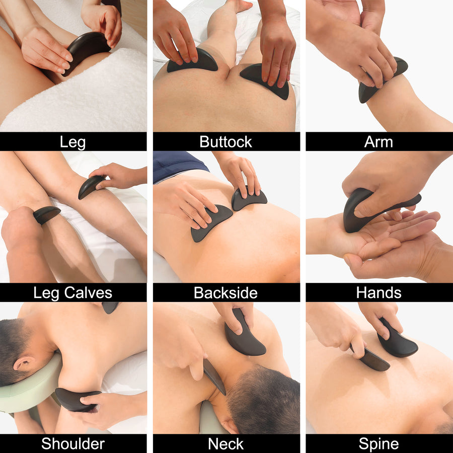 Master Massage Halbmondförmiger Basalt Stein für Hot Stone Massagen 2er Pack