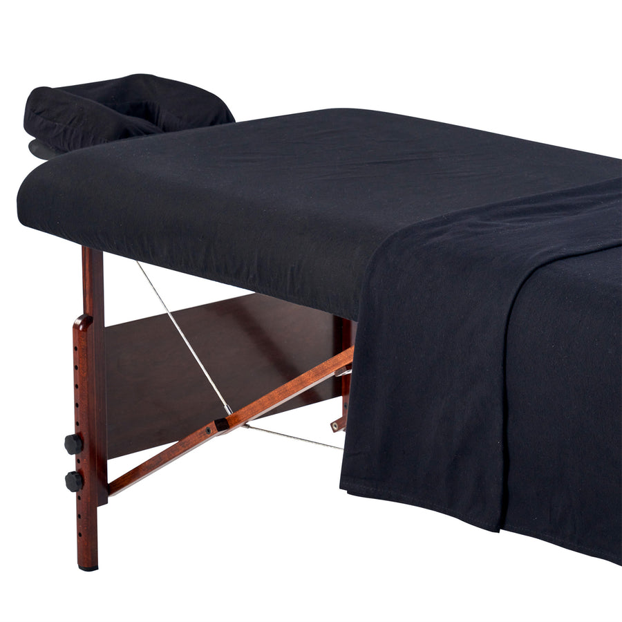 Master Massage Flanell 3er Set Überzug Spanntuch, Laken, Kopfkissenüberzug für Massageliege Salon Baumwolle - Himmelblau