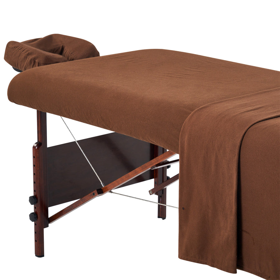 Master Massage Flanell 3er Set Überzug Spanntuch, Laken, Kopfkissenüberzug für Massageliege Salon Baumwolle - Schwarz