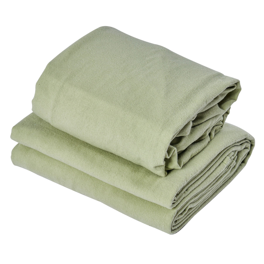 Master Massage Flanell 3er Set Überzug Spanntuch, Laken, Kopfkissenüberzug für Massageliege Salon Baumwolle - Mint