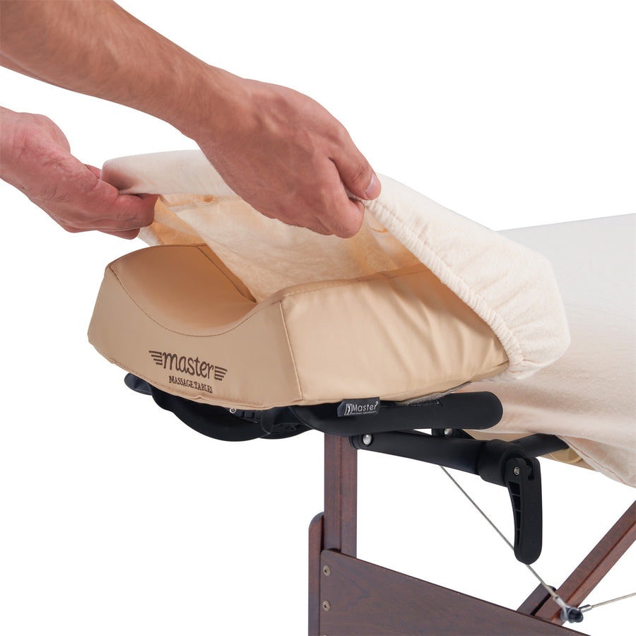 Master Massage Flanell 3er Set Überzug Spanntuch, Laken, Kopfkissenüberzug für Massageliege Salon Baumwolle - Weiß