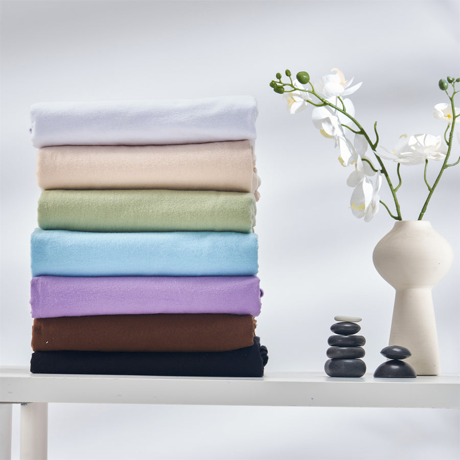 Master Massage Flanell 3er Set Überzug Spanntuch, Laken, Kopfkissenüberzug für Massageliege Salon Baumwolle - Lila