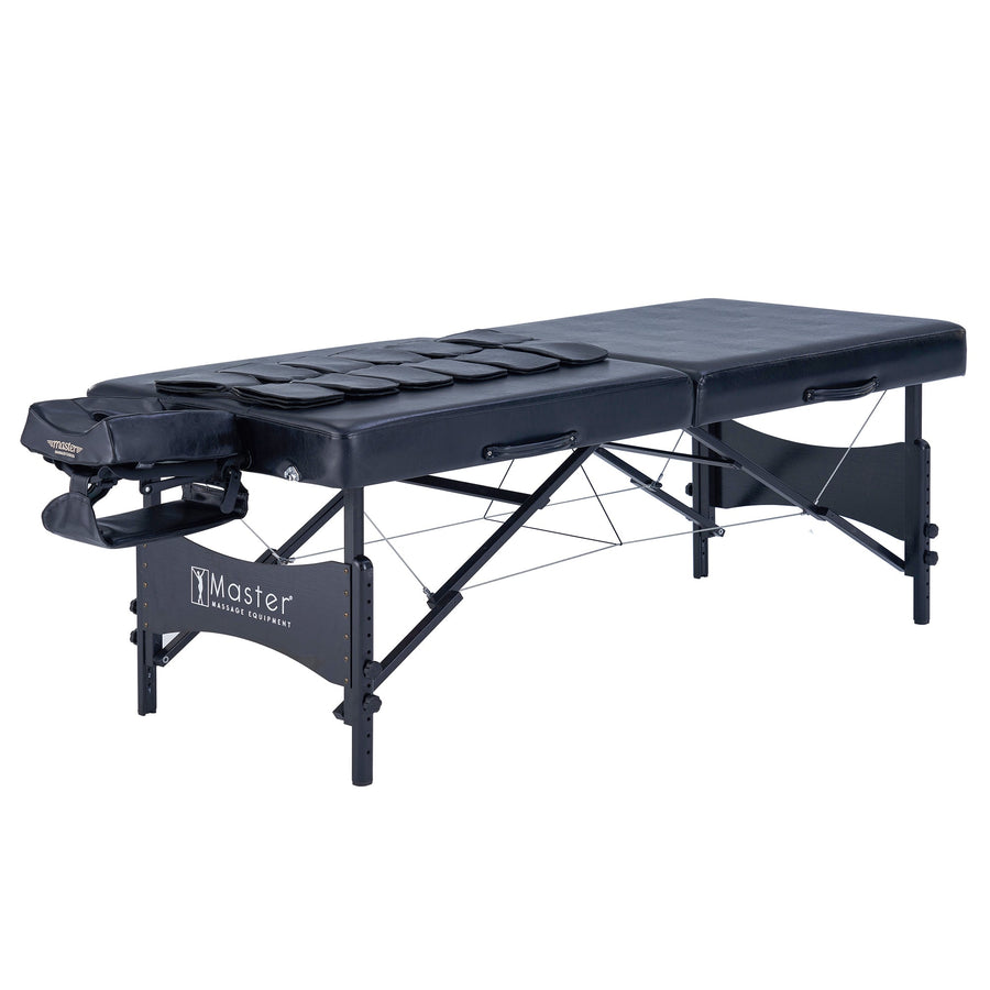 Master Massage 76cm Monaco Airwave Full Body Stretching Portable Massage Therapietable with Airbags, 3D Lumbar Traction - Neck, Back, Waist, Hip Relaxation & Pain Relief for Professional & Home Use Chiropractic Table (Black)