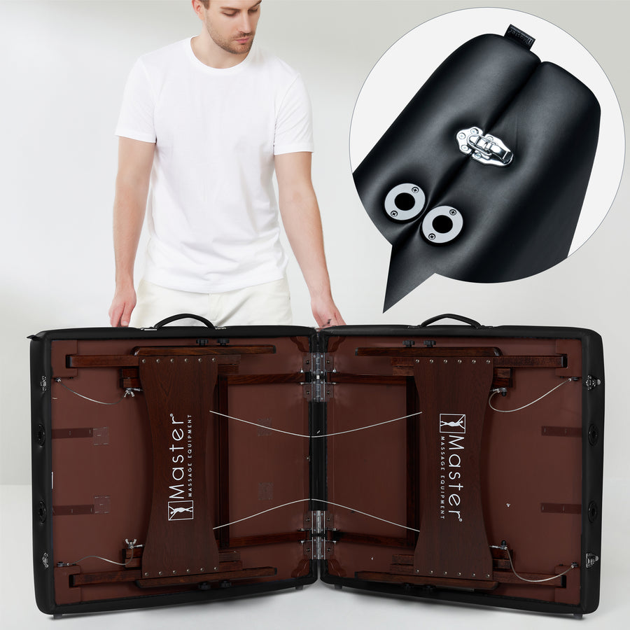 Master Massage 71cm NewPort™ Mobile Massagetherapieliege mit Ambiente Lichtpaket Klappbarem Holzgestell-Königsblau
