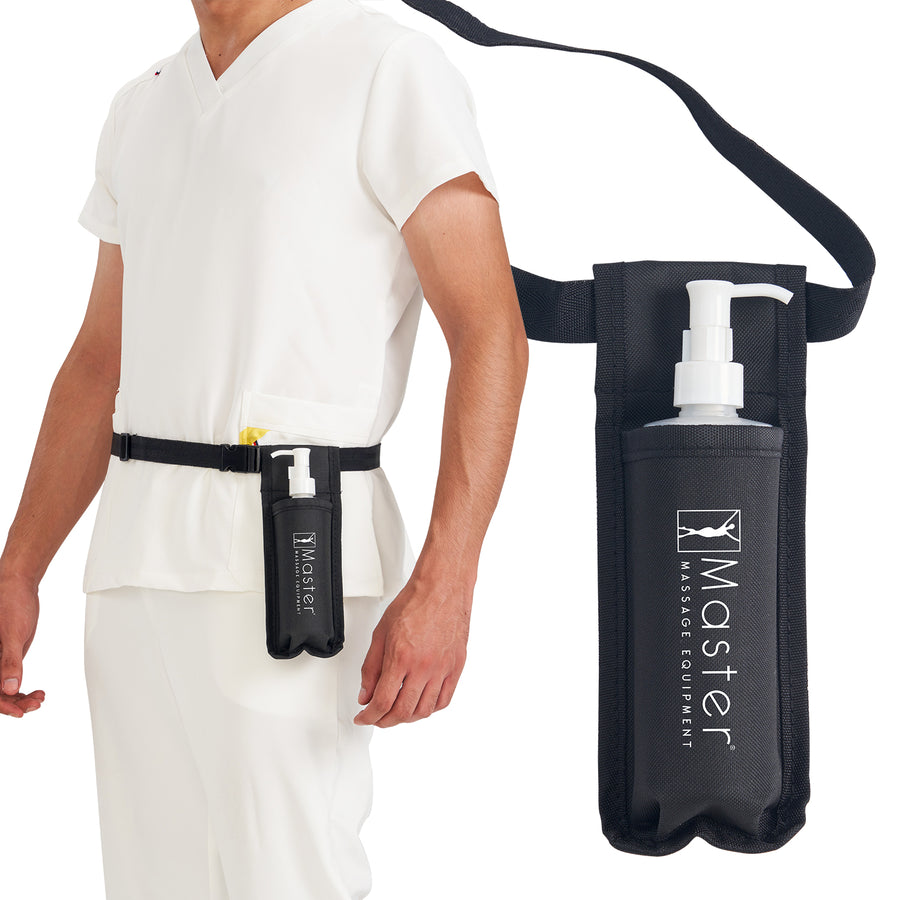 Master Massage Öl-Flaschenhalter Öl-Holster Doppelflasche Hüfttasche inkl. 2 x Spender Flasche, ca. 250ml