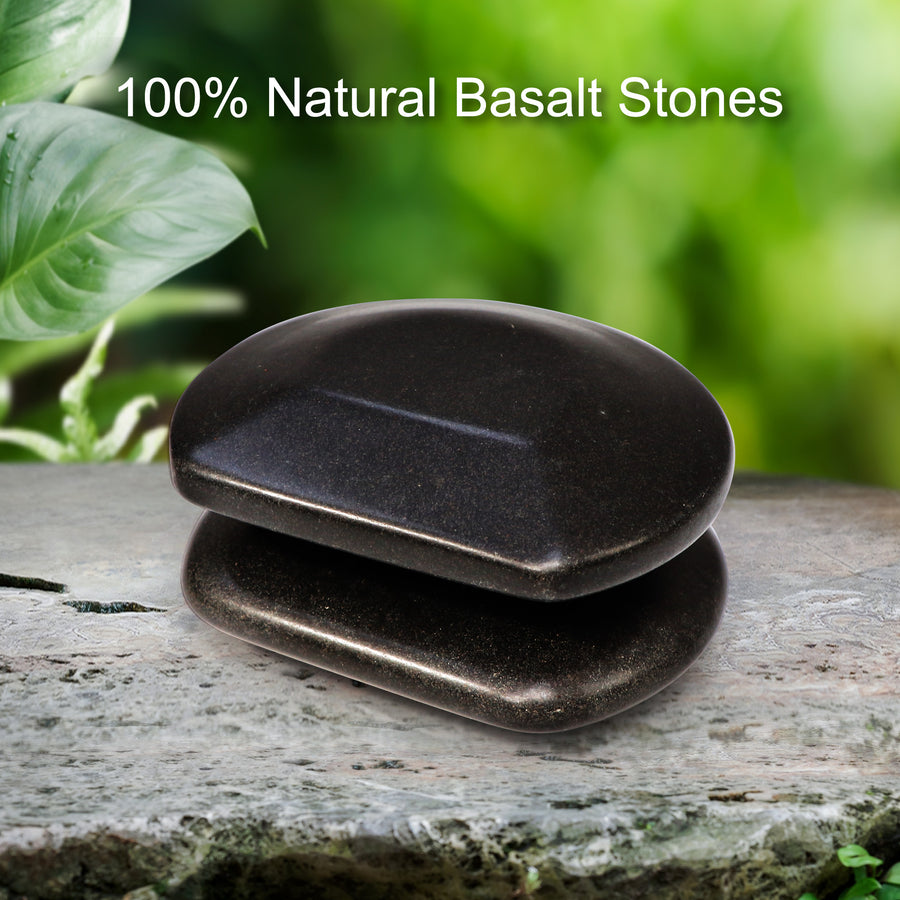 Master Massage Basalt Steine 3/4 Rund für Hot Stone Gua Sha Steine 2er Pack