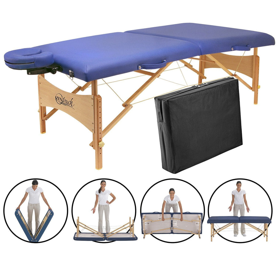 B-Ware Master Massage 69cm Brady™ Mobile Massageliege Massagebank Paket mit Klappbares Holzgestell-Himmelblau