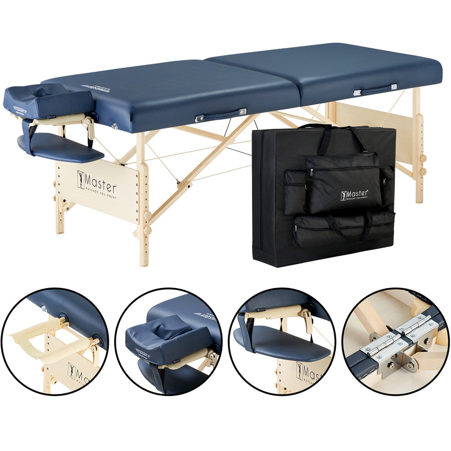 Master Massage 71cm Coronado™ Mobile Massageliege Paket mit Klappbarem Holzgestell-Königsblau