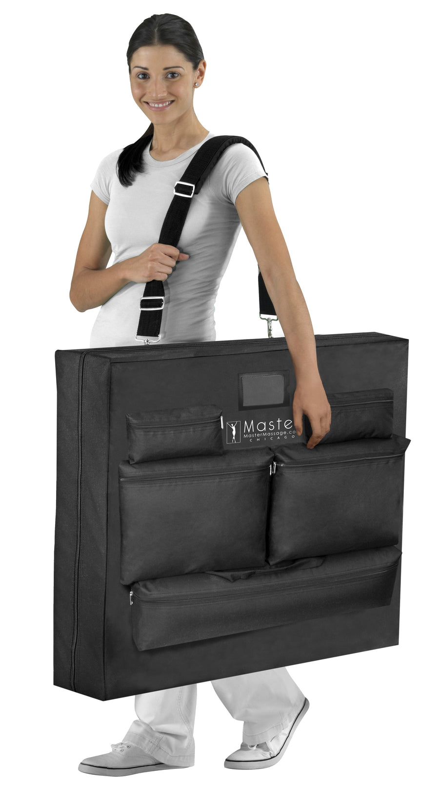 Master Massage Transportkoffer mit Schultergurt & Rädern für 64cm~79cm Massageliege Nylon noch leichterer Transport-Schwarz