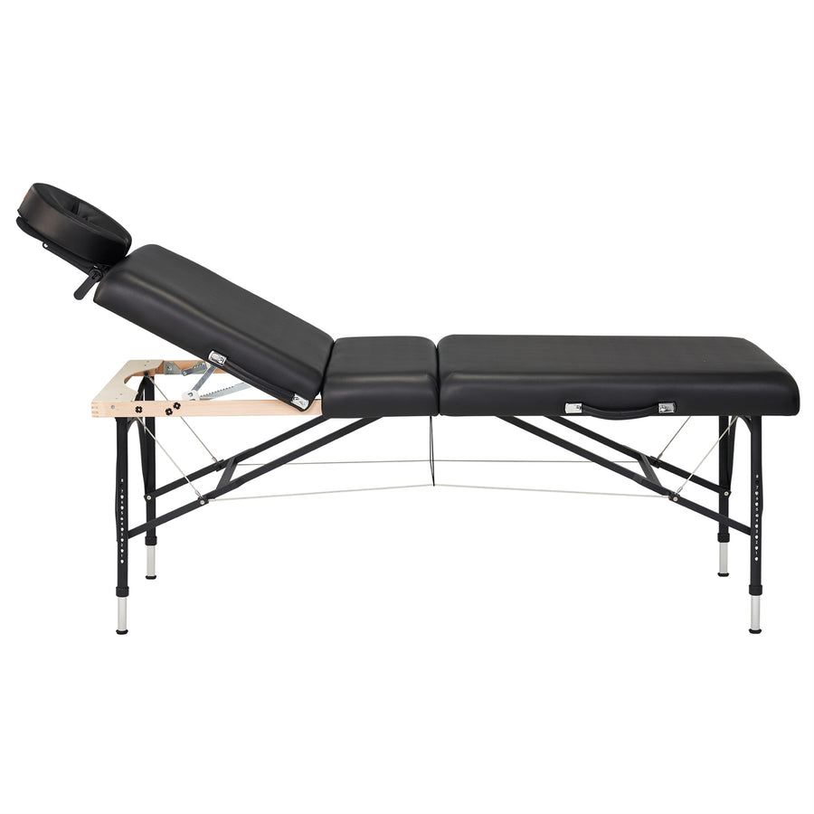 MT Massage 74cm Violet™ Salon Tilt Mobile Massageliege mit Rücklehne & Klappbarem Aluminiumgestell-Schwarz