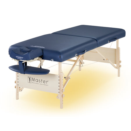 Master Massage Coronado™ Mobile Massagetherapieliege mit Ambiente Lichtpaket Klappbarem Holzgestell-Königsblau