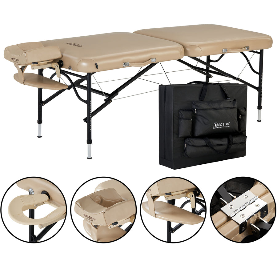 Master Massage 76cm ProAir™ Mobile Massageliege mit NanoSkin™ & Klappbarem Aluminiumgestell-Beige
