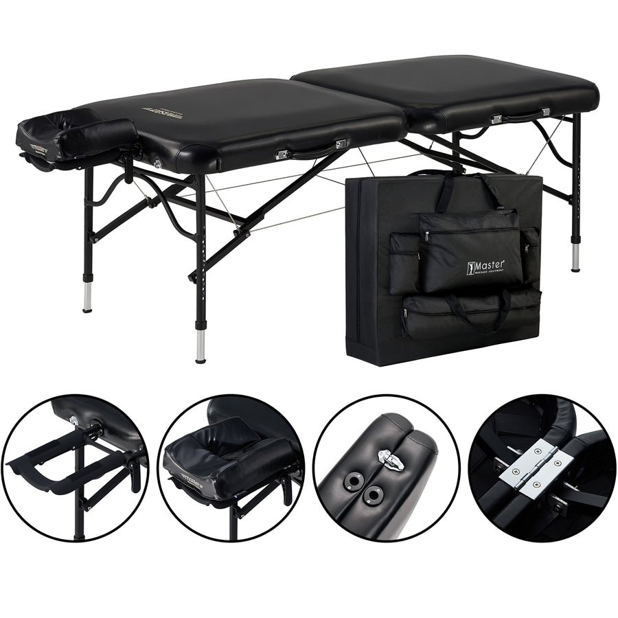 Master Massage 76cm Stratomaster™ Mobile Massageliege mit NanoSkin™ & Klappbarem Aluminiumgestell-Schwarz