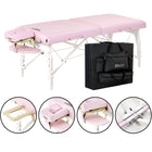Master Massage Montclair™ Mobile Massagetherapieliege mit Ambiente Lichtpaket Memory Foam & Klappbares Holzgestell-Kristallrosa