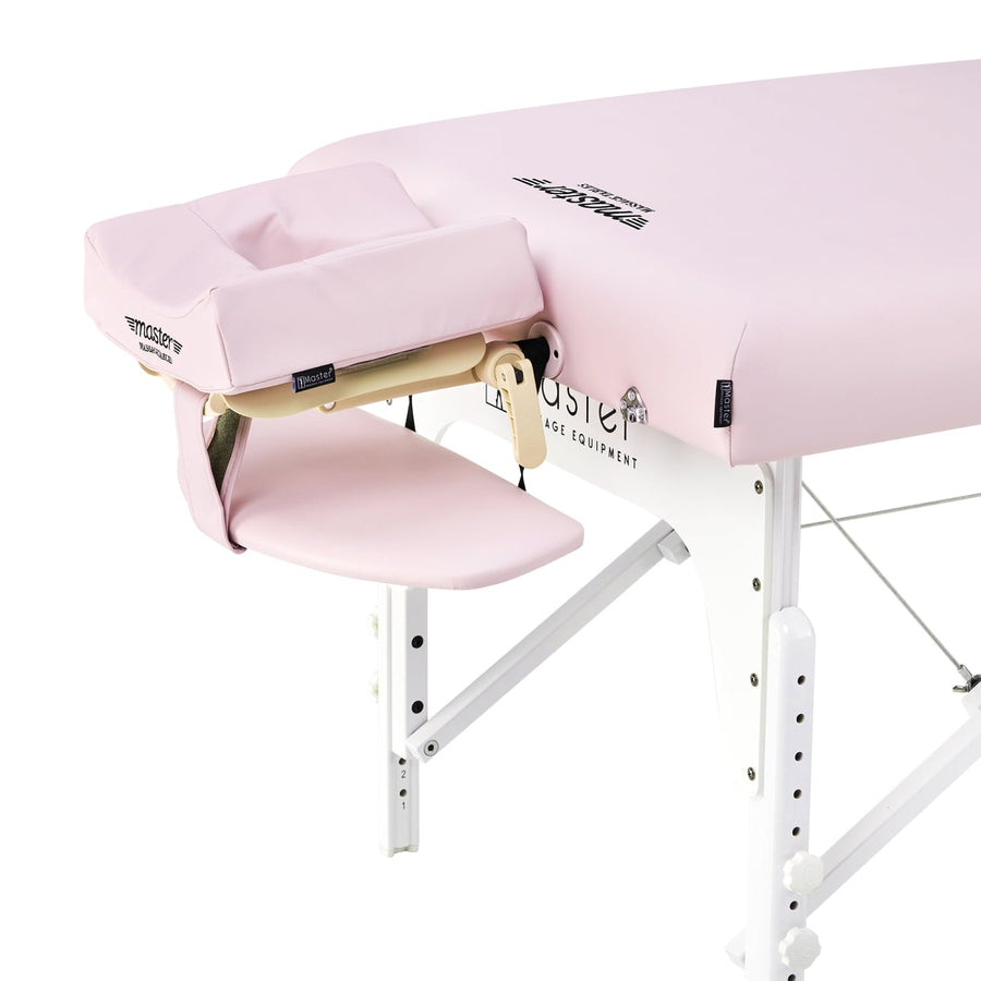 Master Massage Montclair™ Mobile Massagetherapieliege mit Ambiente Lichtpaket Memory Foam & Klappbares Holzgestell-Kristallrosa