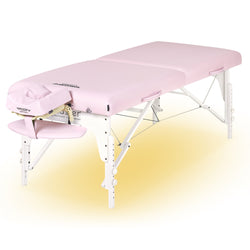 Master Massage Montclair™ Mobile Massagetherapieliege mit Ambiente Lichtpaket Memory Foam & Klappbares Holzgestell-Kristallrosa