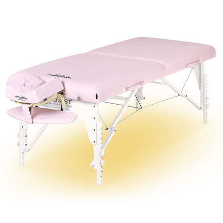 Master Massage Montclair™ Mobile Massagetherapieliege mit Ambiente Lichtpaket Memory Foam & Klappbares Holzgestell-Kristallrosa