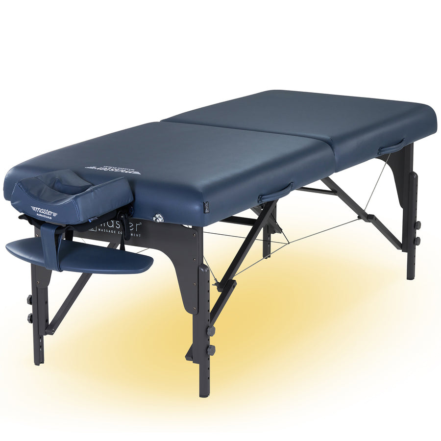 Master Massage Montclair™ Mobile Massageliege mit Ambiente Lichtpaket Memory Foam & Klappbares Holzgestell-Königsblau