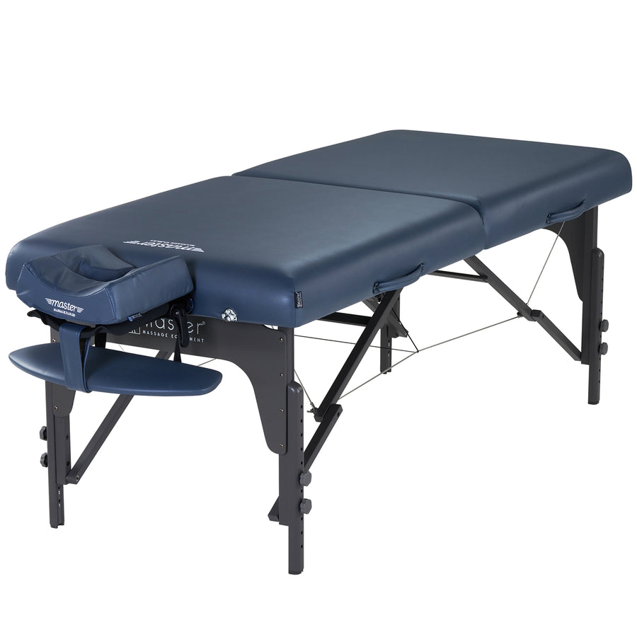 Master Massage Montclair™ Mobile Massageliege mit Ambiente Lichtpaket Memory Foam & Klappbares Holzgestell-Königsblau