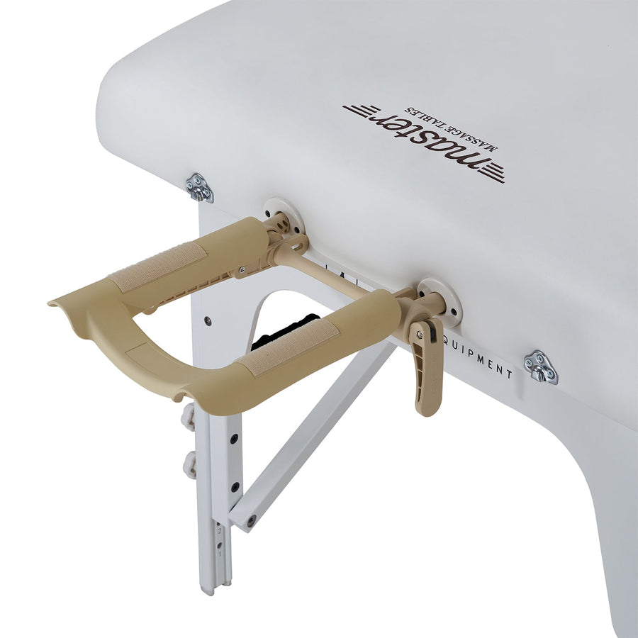 Master Massage Montclair™ Mobile Massagetherapieliege mit Ambiente Lichtpaket Memory Foam & Klappbares Holzgestell-Schneeweiß