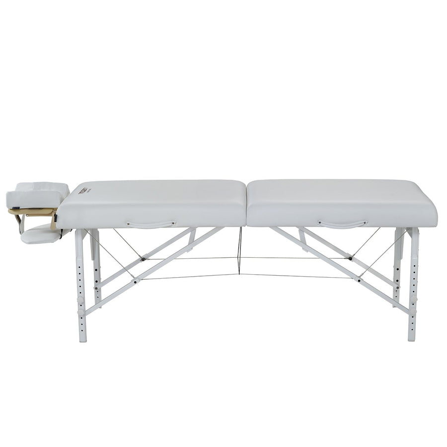 Master Massage Montclair™ Mobile Massagetherapieliege mit Ambiente Lichtpaket Memory Foam & Klappbares Holzgestell-Schneeweiß