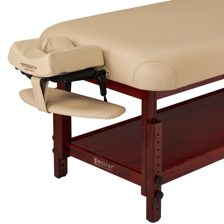 Master Massage 79cm SpaMaster™ Salon Stationäre Massageliege mit Rücklehne Armlehne & Memory Schaumstoff-Beige